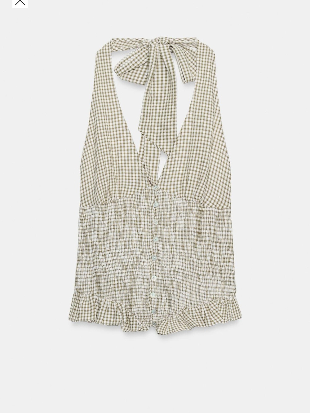 Zara Green Check Halter Tie-Back Top